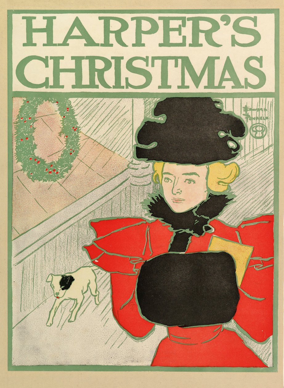 Plakat reklamujący Harpers New Monthly Magazine, Boże Narodzenie 1894 autorstwa Edward Penfield