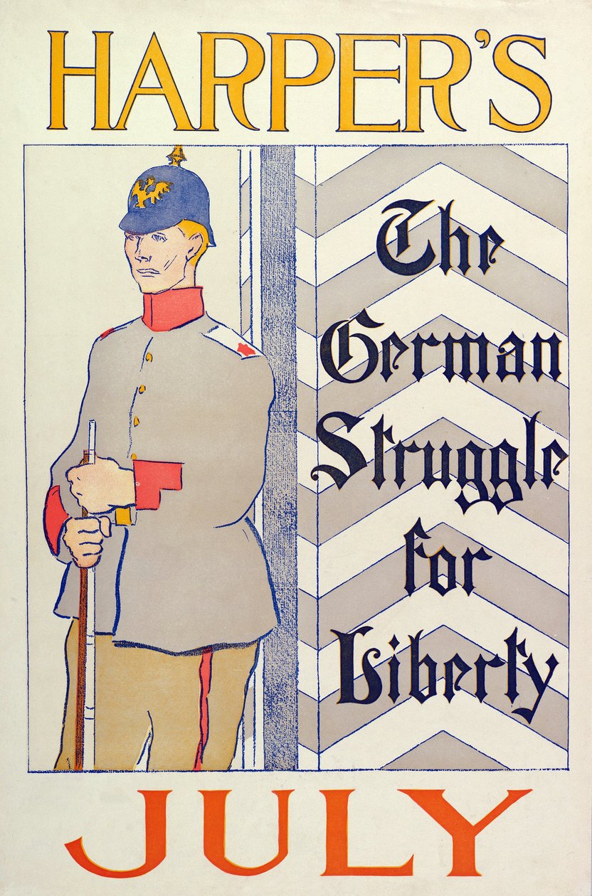 Plakat reklamujący Harpers New Monthly Magazine, lipiec 1895 (litografia kolorowa) autorstwa Edward Penfield