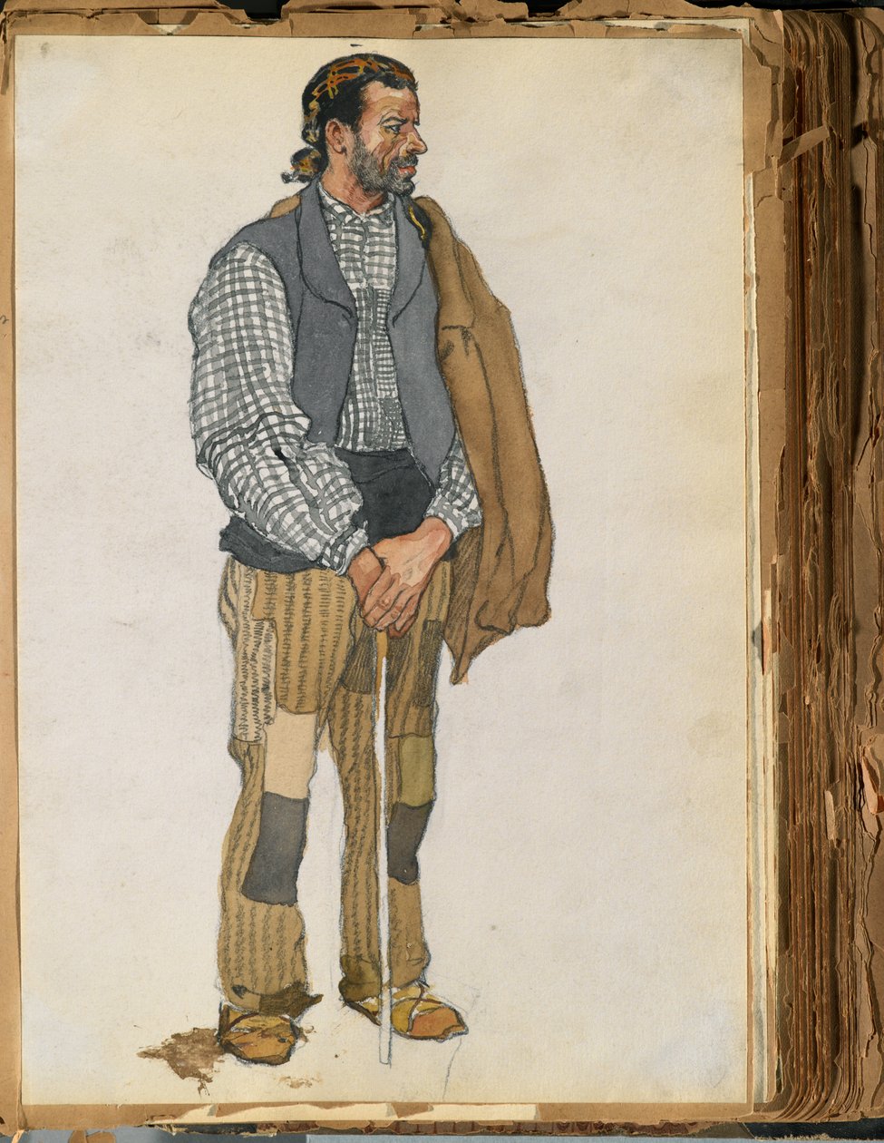 Szkic Hiszpana, 1906 (wc i grafit na papierze, oprawiony w notatnik) autorstwa Edward Penfield