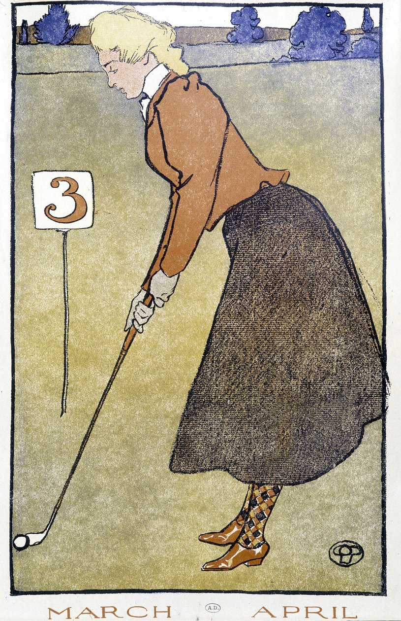 Kobieta grająca w golfa – w „Kalendarzu golfowym” Edwarda Penfielda autorstwa Edward Penfield