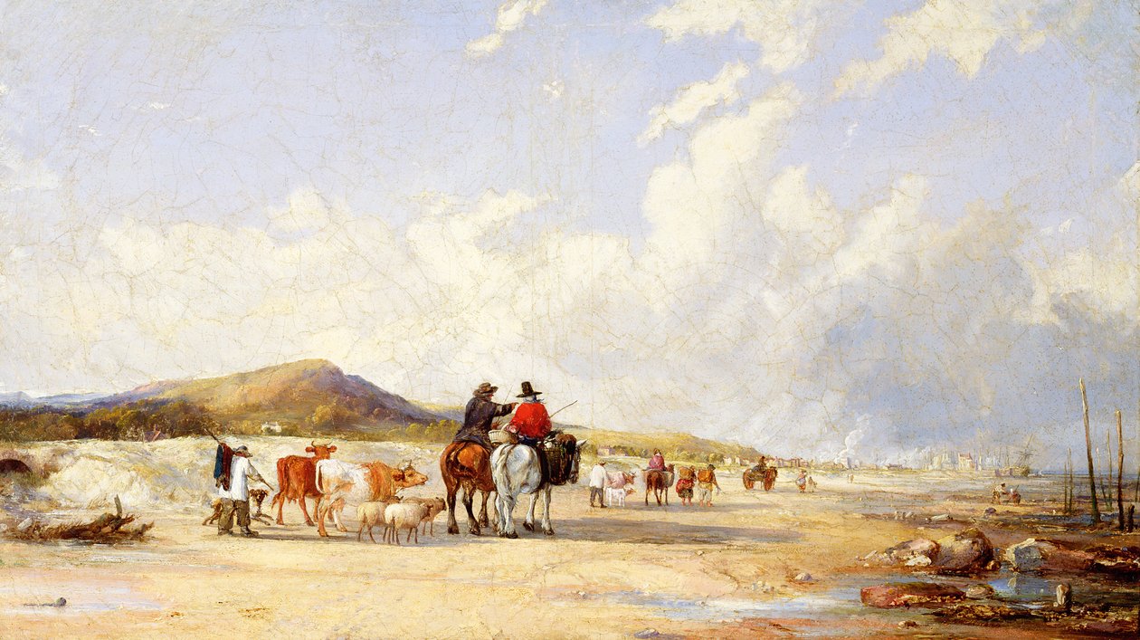 Przejście przez piaski do Swansea Market (olej na płótnie) autorstwa Edward Pritchard