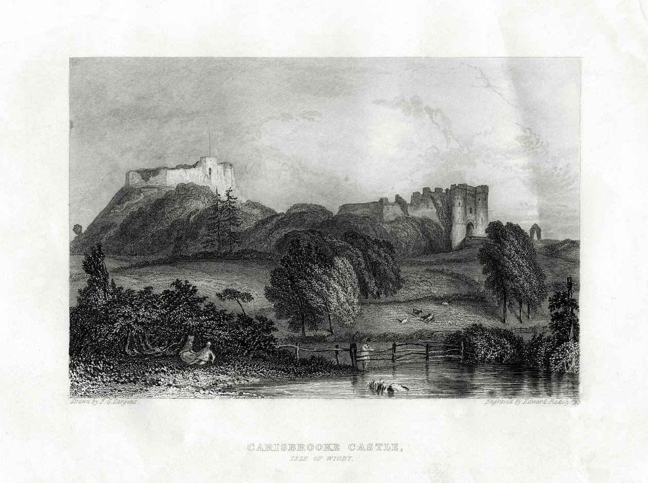 Zamek Carisbrooke, Newport, Isle of Wight, 1860 autorstwa Edward Radclyffe