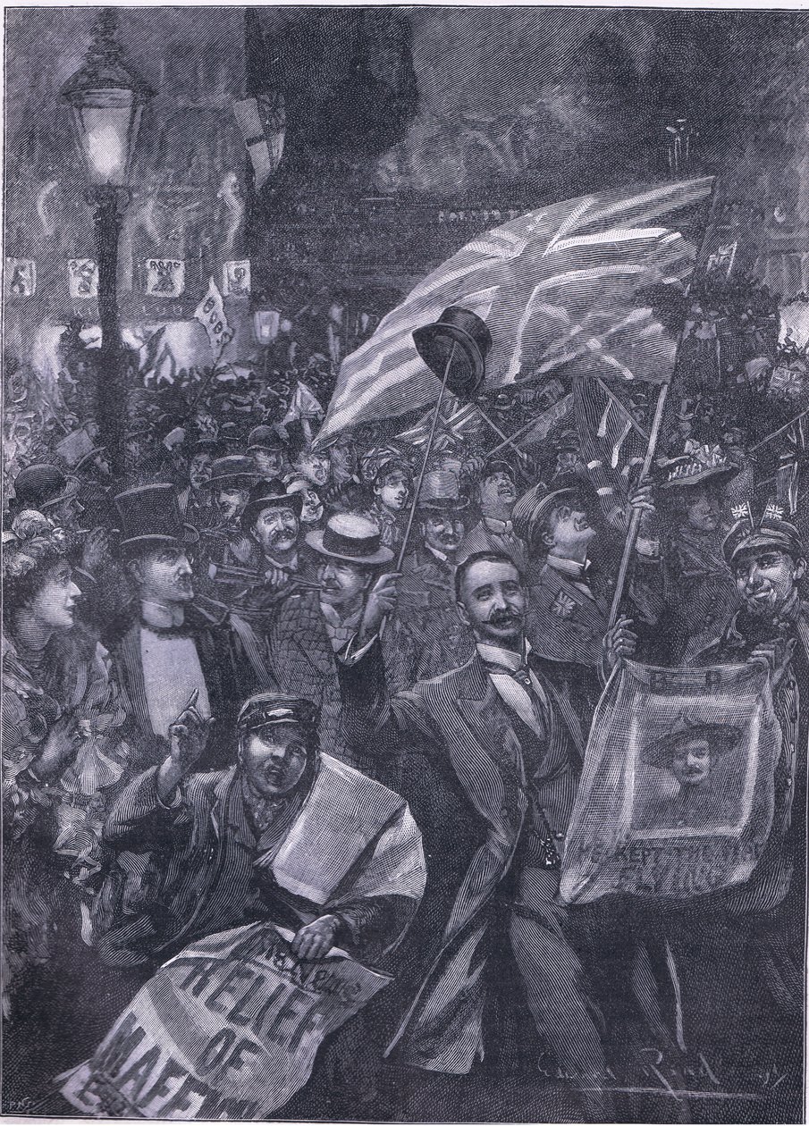 Mafeking noc w Londynie, ilustracja z Cassells History of England, 1900 autorstwa Edward Read