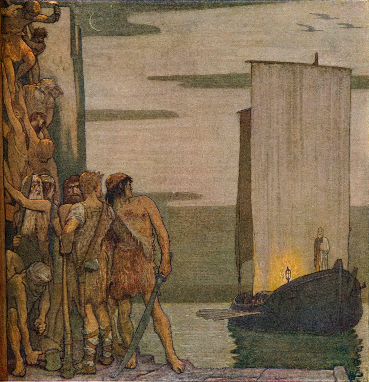 Lądowanie św. Patryka w Irlandii, c1912, 1914 autorstwa Edward Reginald Frampton
