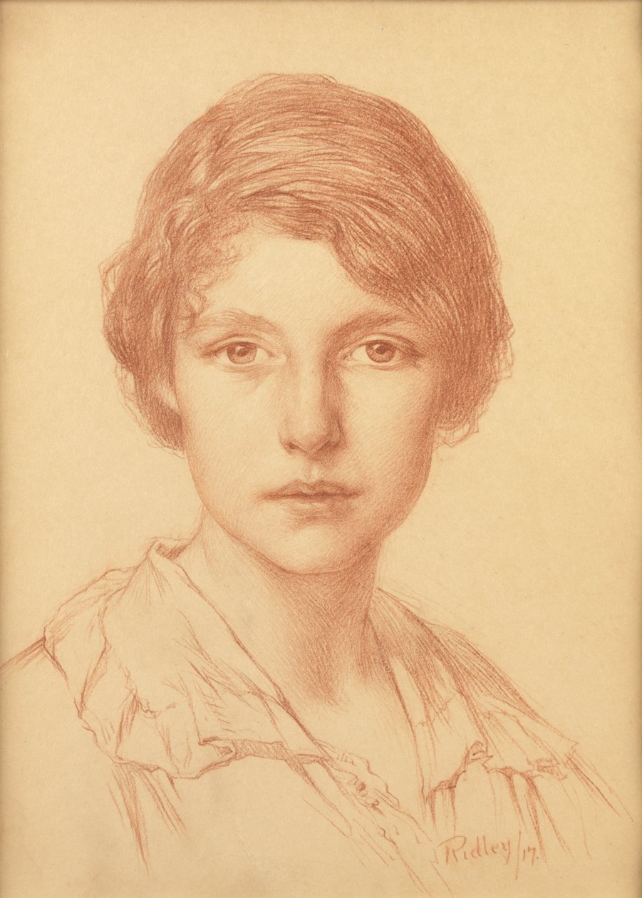 Młoda kobieta (czerwona kreda) autorstwa Edward Ridley