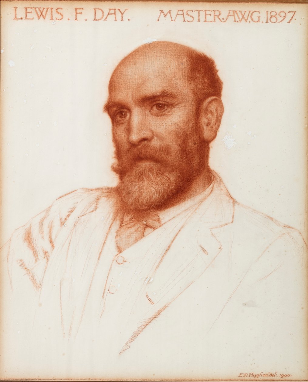 Lewis Foreman Day (1845-1910) projektant, mistrz Gildii Robotników Sztuki w 1897, 1900 (czerwona kreda na papierze) autorstwa Edward Robert Hughes