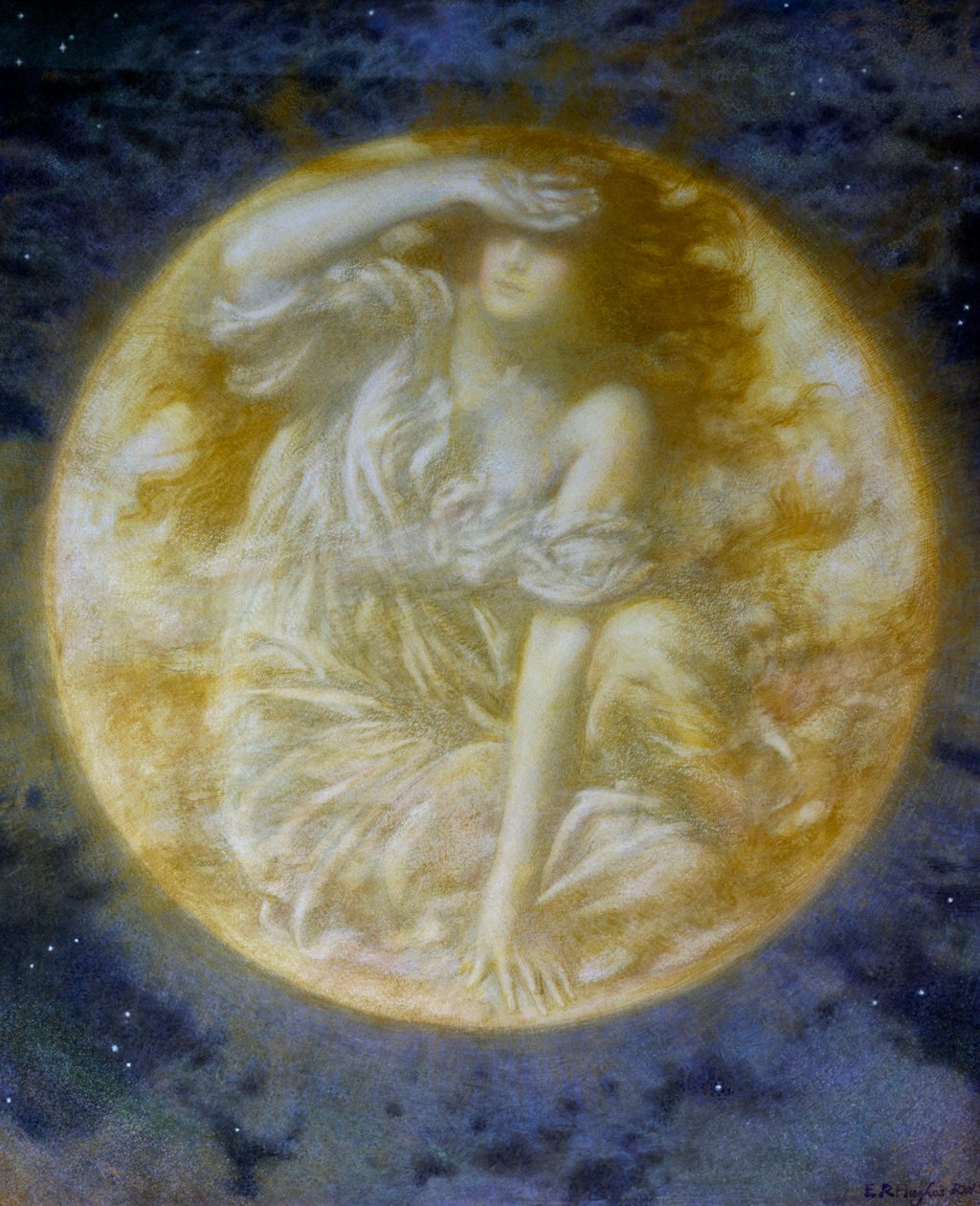 "Promienny księżyc" Obraz Edwarda Roberta Hughesa (1851-1914) (prerafaelity) Kolekcja prywatna autorstwa Edward Robert Hughes