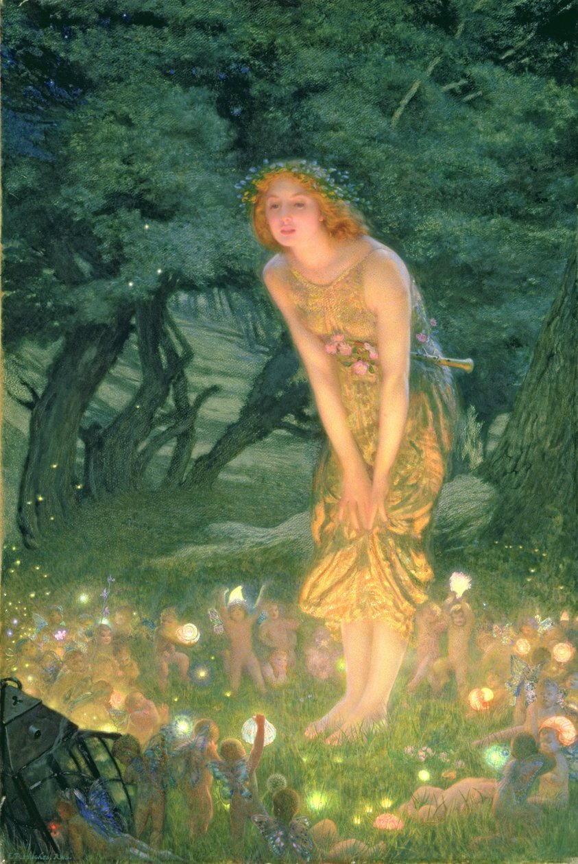 Noc Świętojańska (akwarela na papierze) autorstwa Edward Robert Hughes