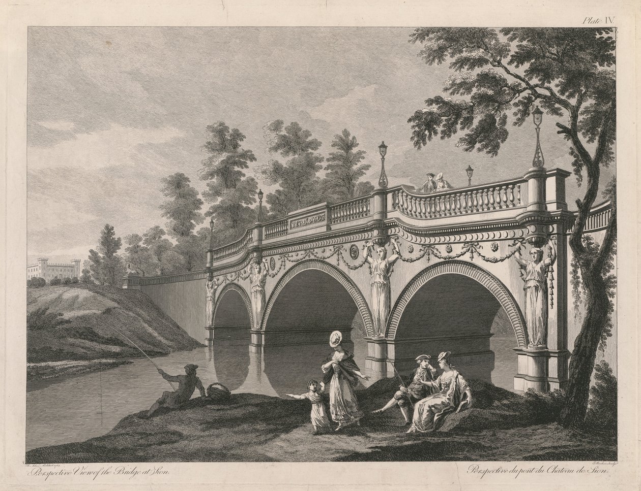 Perspektywiczny widok na most w Sion autorstwa Edward Rooker
