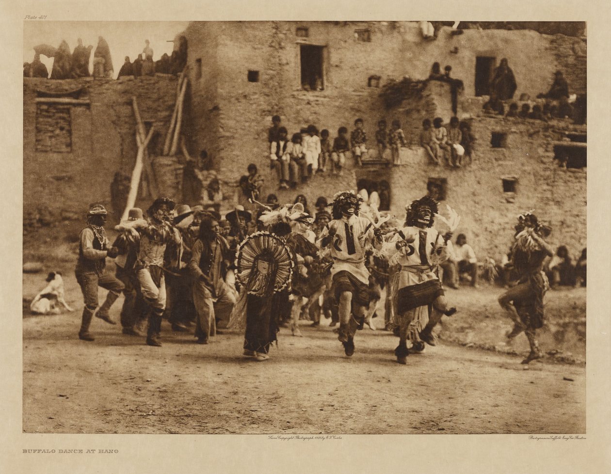 Taniec Bizonów w Hano autorstwa Edward S. Curtis