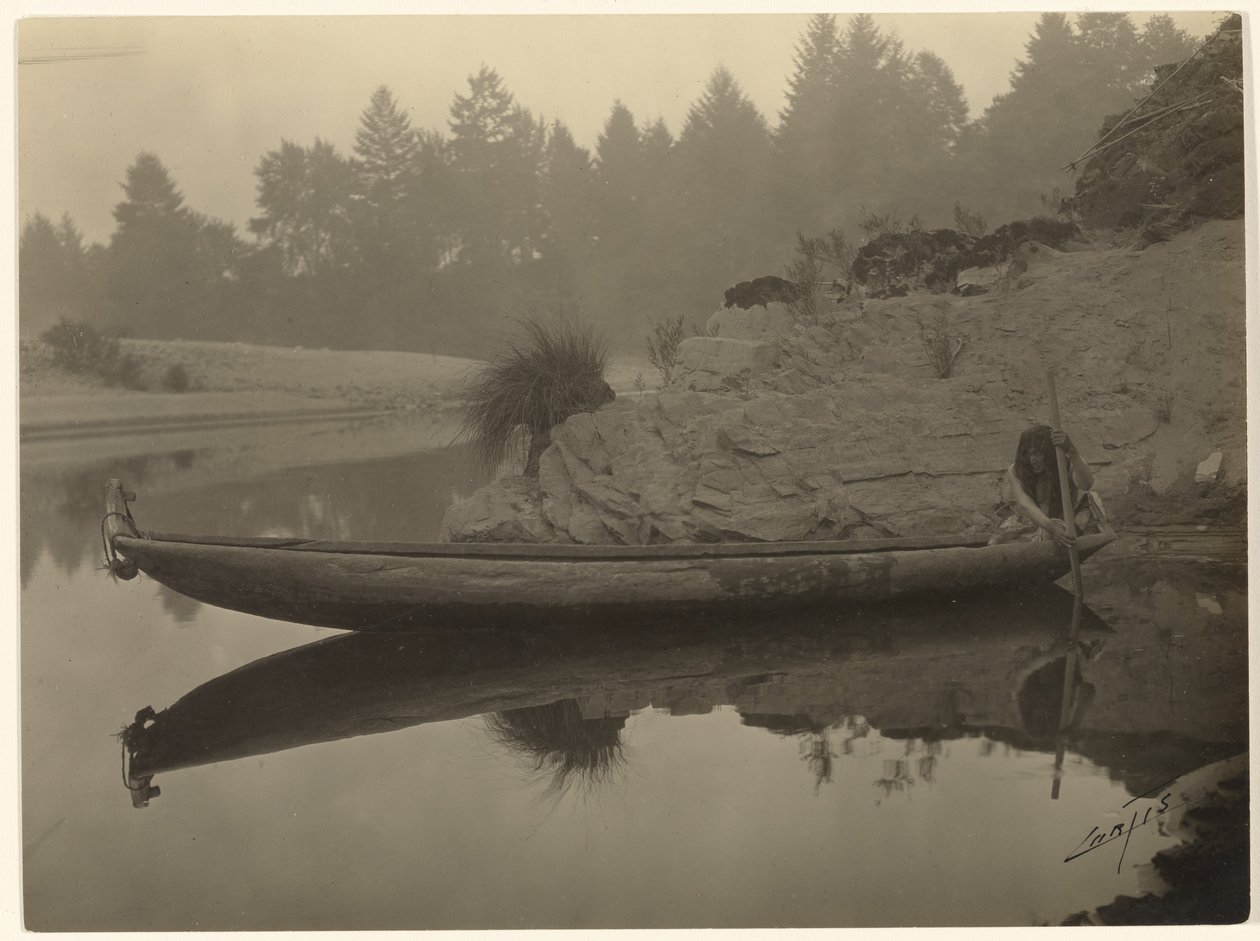 Wędkowanie z kajaka – Hupa autorstwa Edward S. Curtis