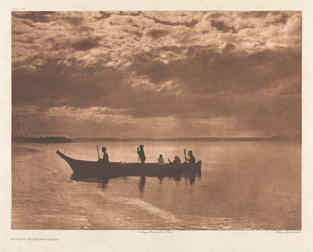 Portfolio IX, Tablica 316: Zachód słońca nad dźwiękiem Puget autorstwa Edward S. Curtis