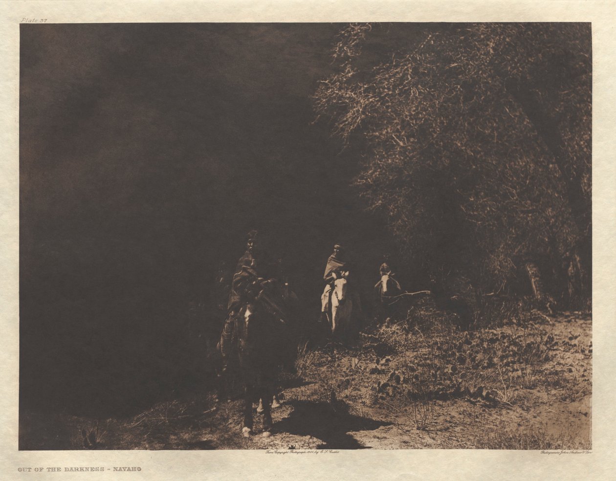 Portfolio I, płyta 37: Z ciemności - Navaho autorstwa Edward S. Curtis