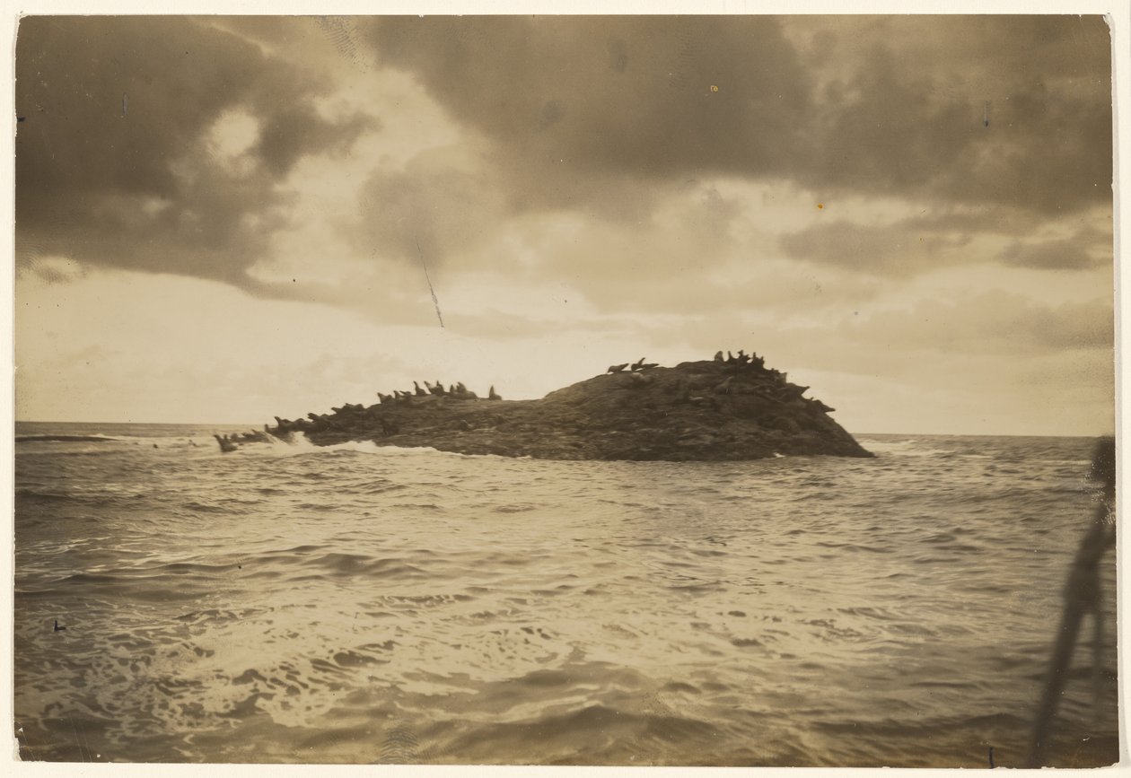 [Na skaliste, bijące w fale wysepki mój kajak mnie zaniósł]. autorstwa Edward S. Curtis