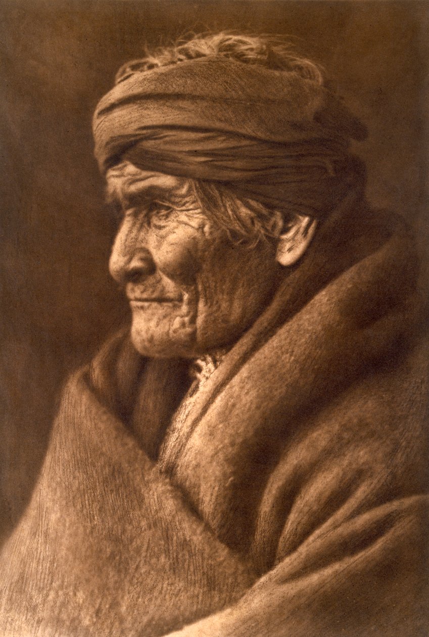 Geronimo, wódz Apaczów, jako starzec w 1907 roku (fotograwiura) autorstwa Edward Sheriff Curtis