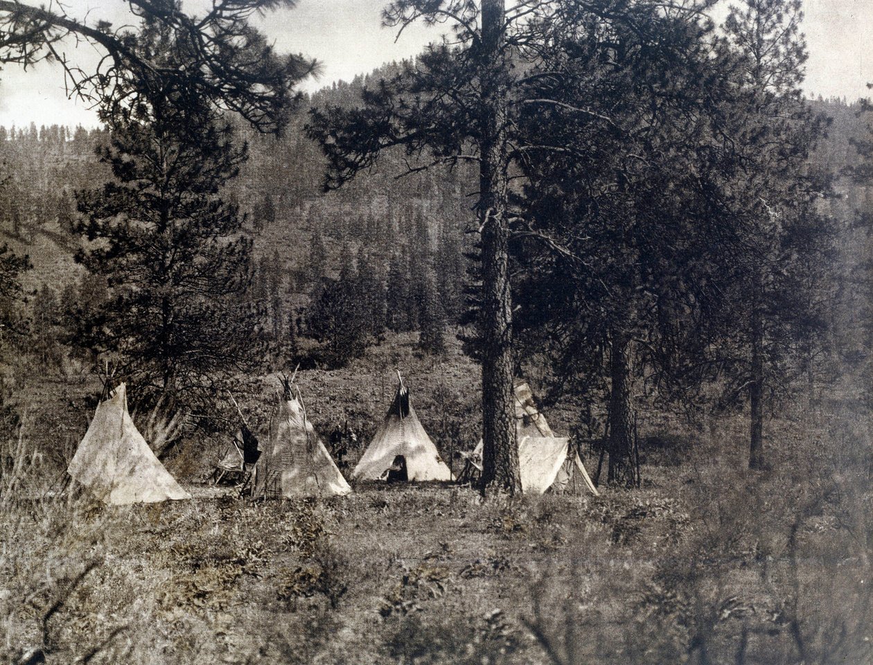Indian Ameryki: obóz Indian Spokane autorstwa Edward Sheriff Curtis