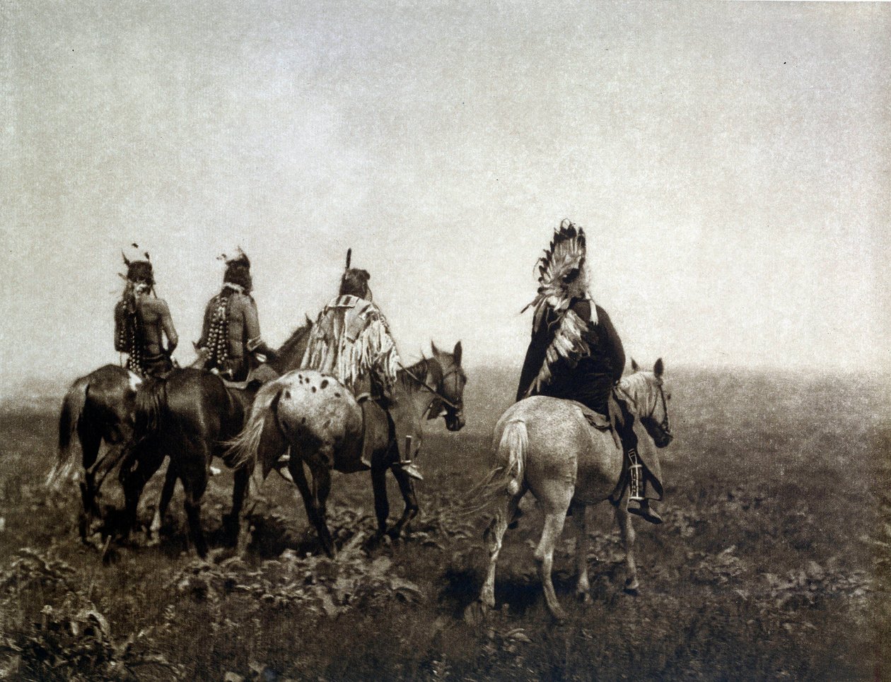 Indyjski wojownik ( Apsaroke ) jadący po równinie autorstwa Edward Sheriff Curtis