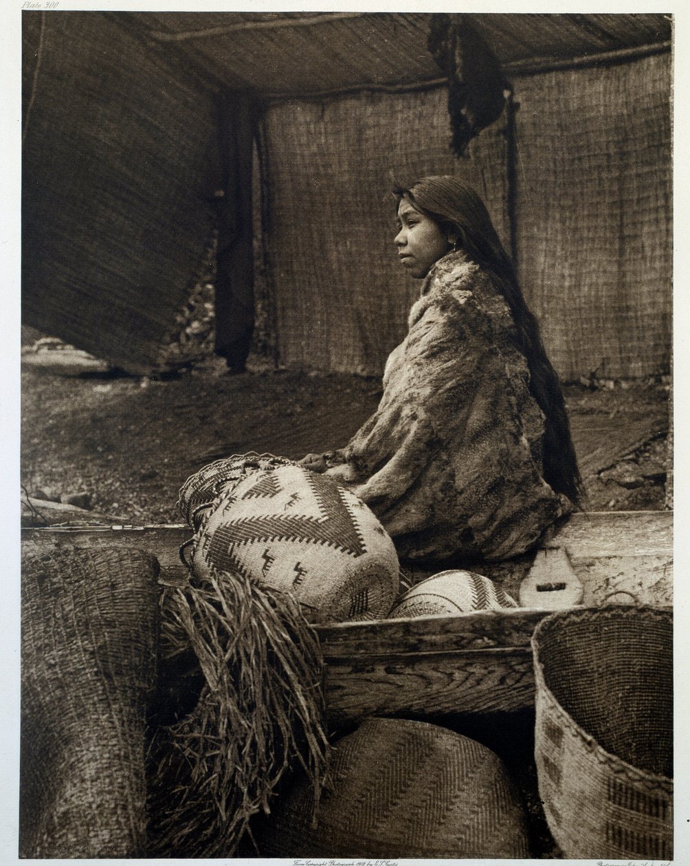Indianie Ameryki: młoda Indianka, córka wodza plemienia Skokomish autorstwa Edward Sheriff Curtis