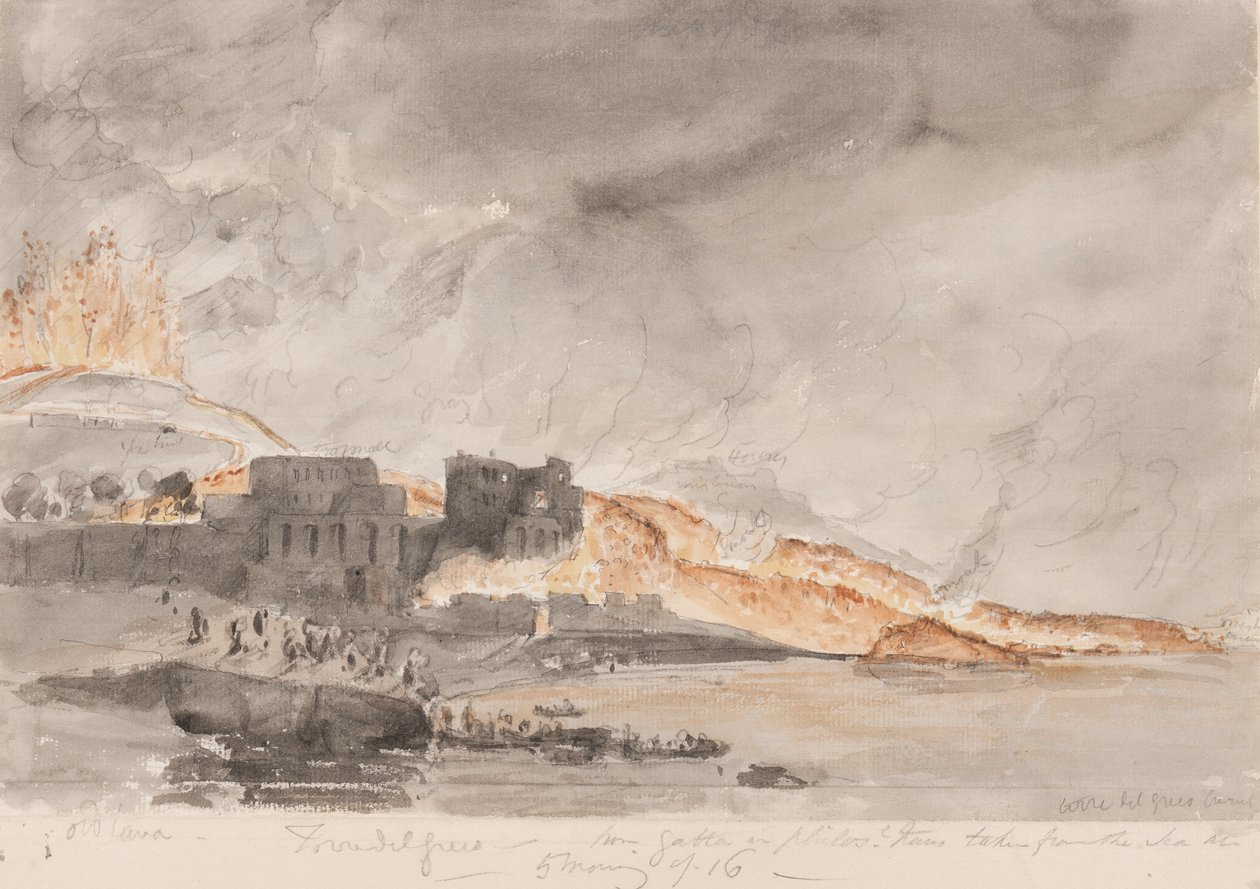 Erupcja Wezuwiusza, 1794 (ołówek i toaleta na papierze) autorstwa Edward Swinburne