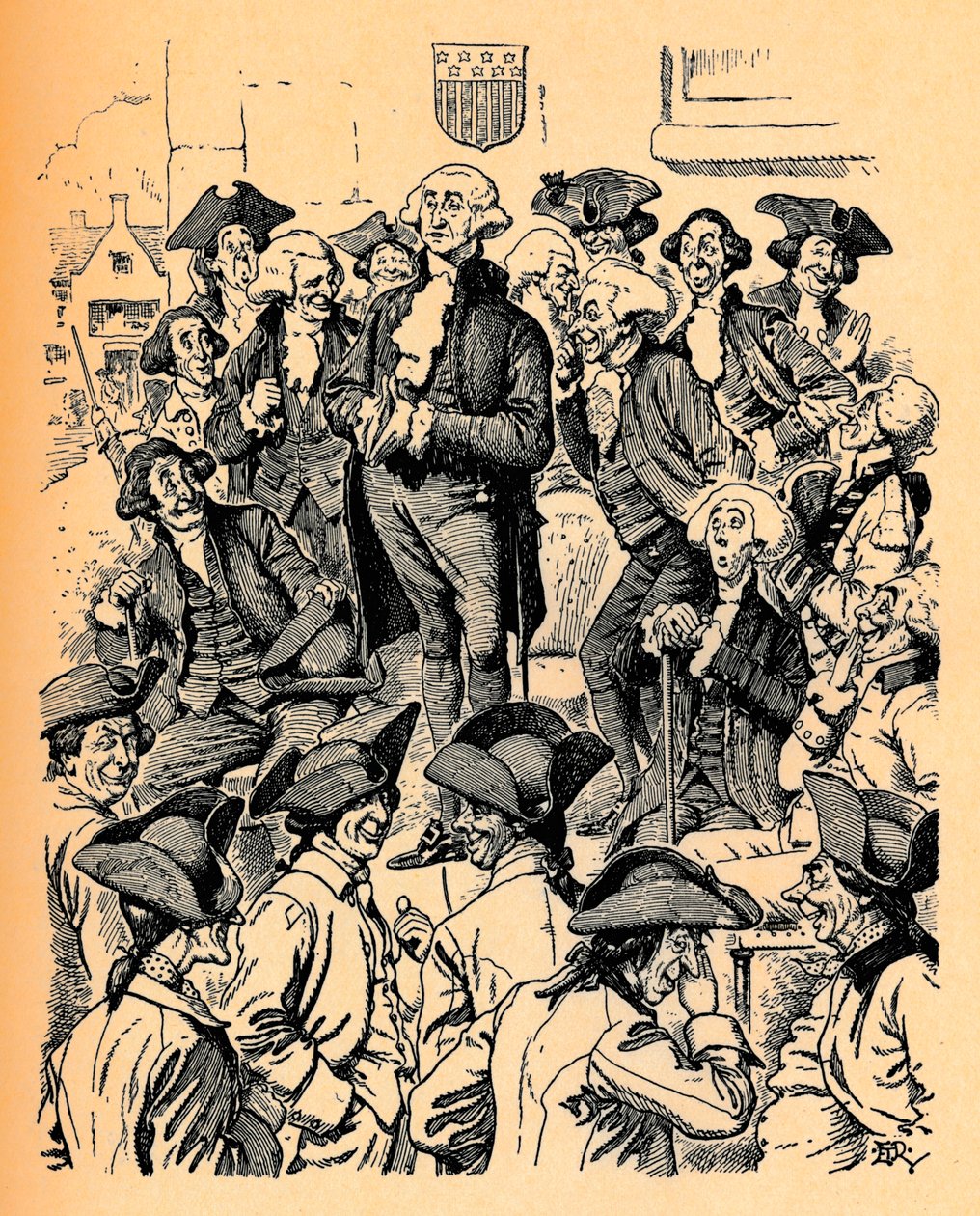 George Washington próbujący skłamać, ok. 1900 autorstwa Edward Tennyson Reed