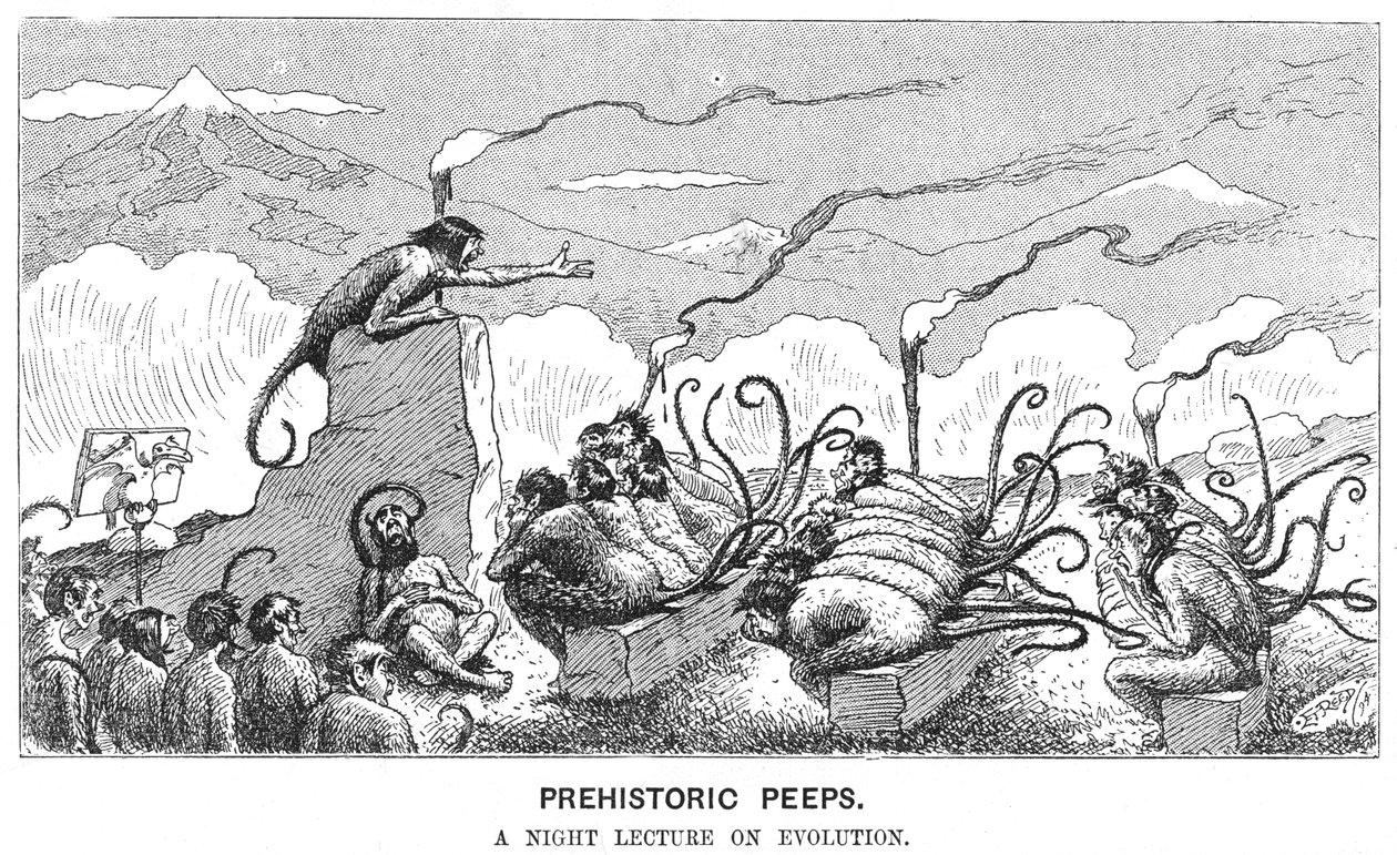 Prehistoryczny podglądacz: nocny wykład o ewolucji, 1894. autorstwa Edward Tennyson Reed