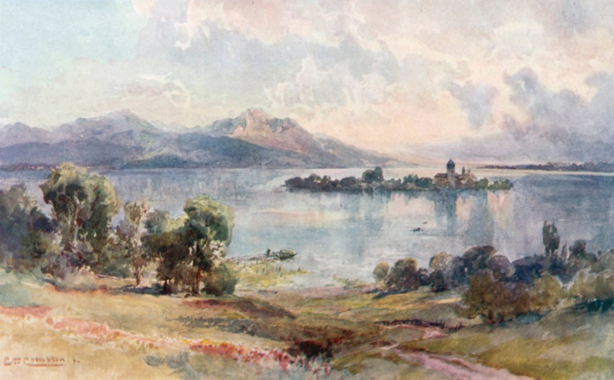Chiemsee - Wyspa kobiet (kolorowa litografia) autorstwa Edward Theodore Compton