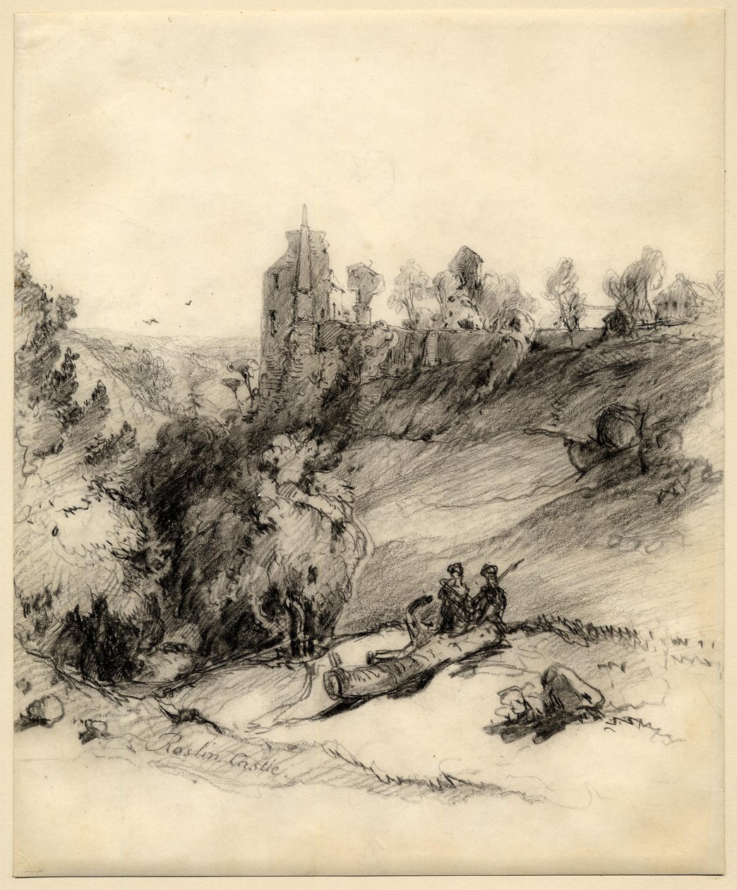 Zamek Roslin (Rosslyn) autorstwa Edward Thomas Daniell