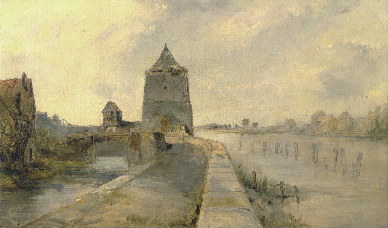 Ren w Konstancji (Konstanz-am-Rhein) c.1830 (olej na płótnie) autorstwa Edward Thomas Daniell