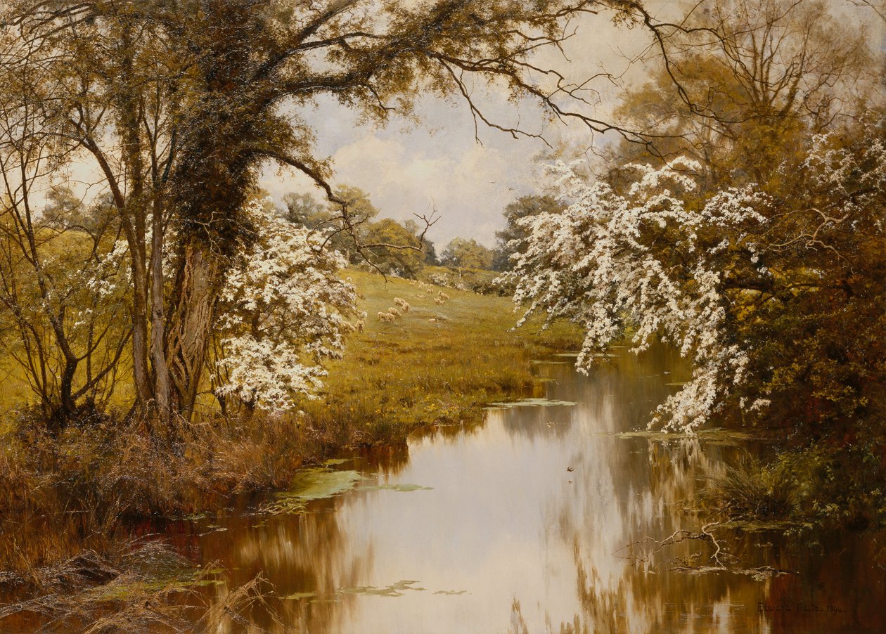 Gdzie rozkwitają wesoło głogi (olej na płótnie) autorstwa Edward Wilkins Waite