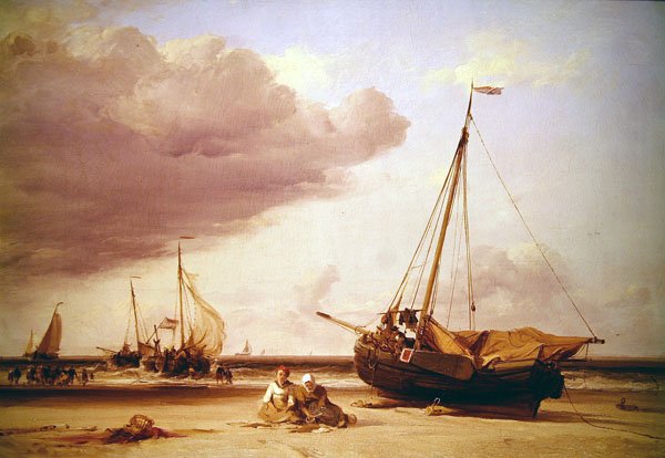 Scena na plaży (olej na płótnie) autorstwa Edward William Cooke