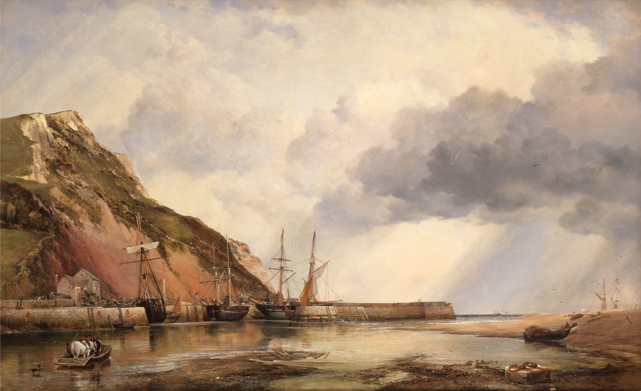 Port Axmouth, Devon, niska woda autorstwa Edward William Cooke