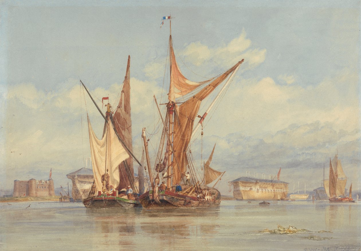 Bateria odporna na bomby w pobliżu Gillingham, na Medway... autorstwa Edward William Cooke