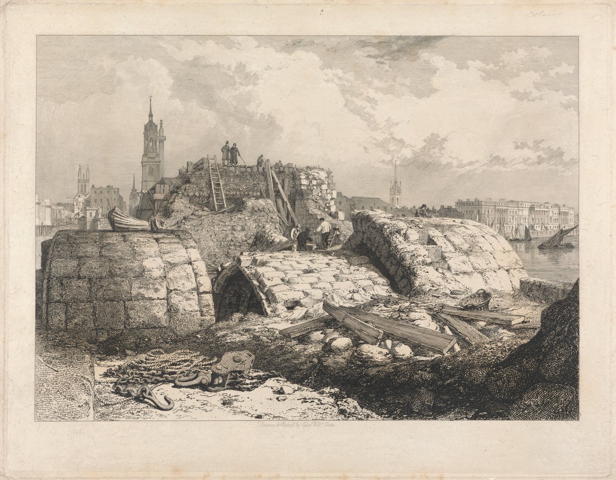 London Bridge - rozbiórka autorstwa Edward William Cooke