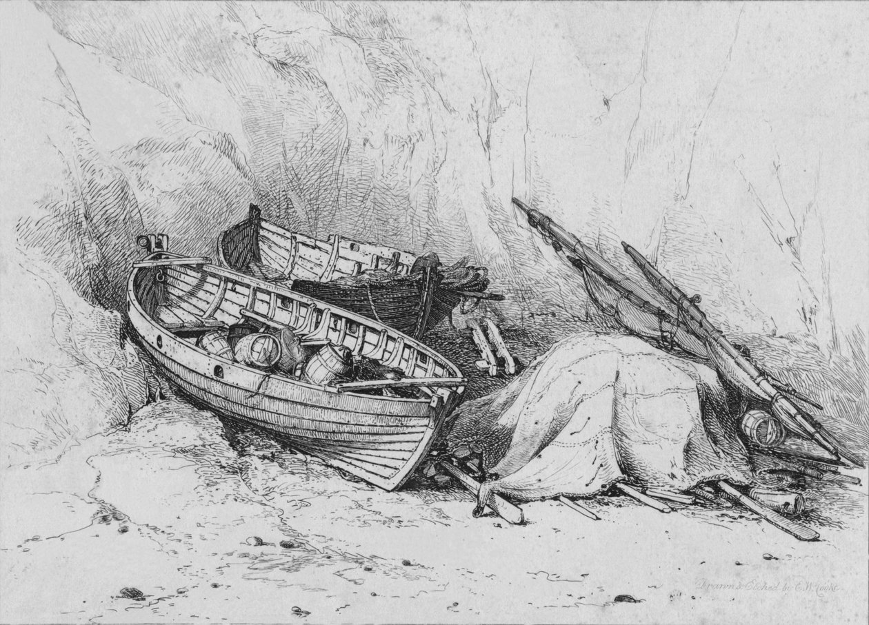 Na plaży w Cromer, c1828. autorstwa Edward William Cooke