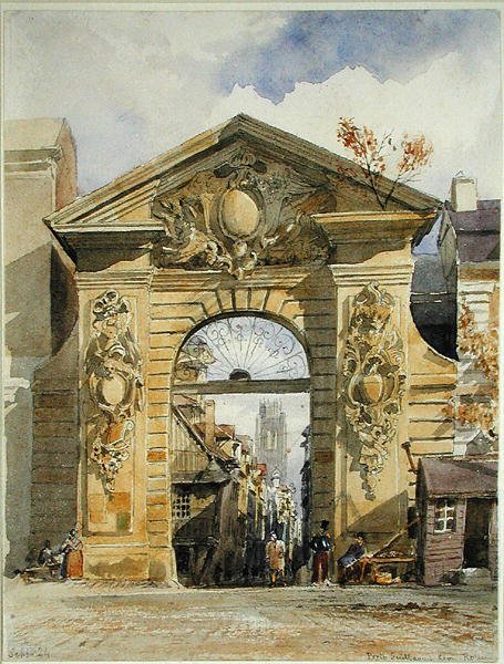 Porte Guillaume Leon, Rouen (akwarela na papierze) autorstwa Edward William Cooke