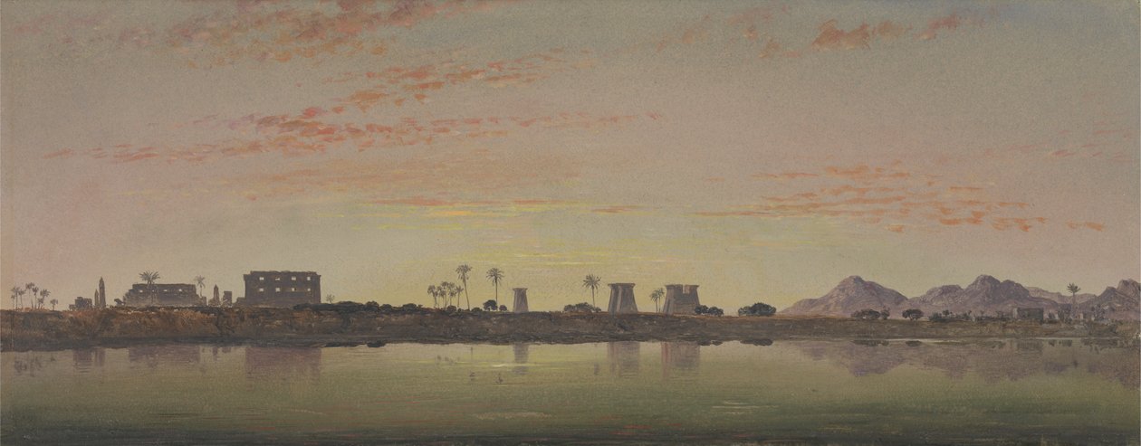 Pylony w Karnaku, w oddali Góry Tebańskie autorstwa Edward William Cooke