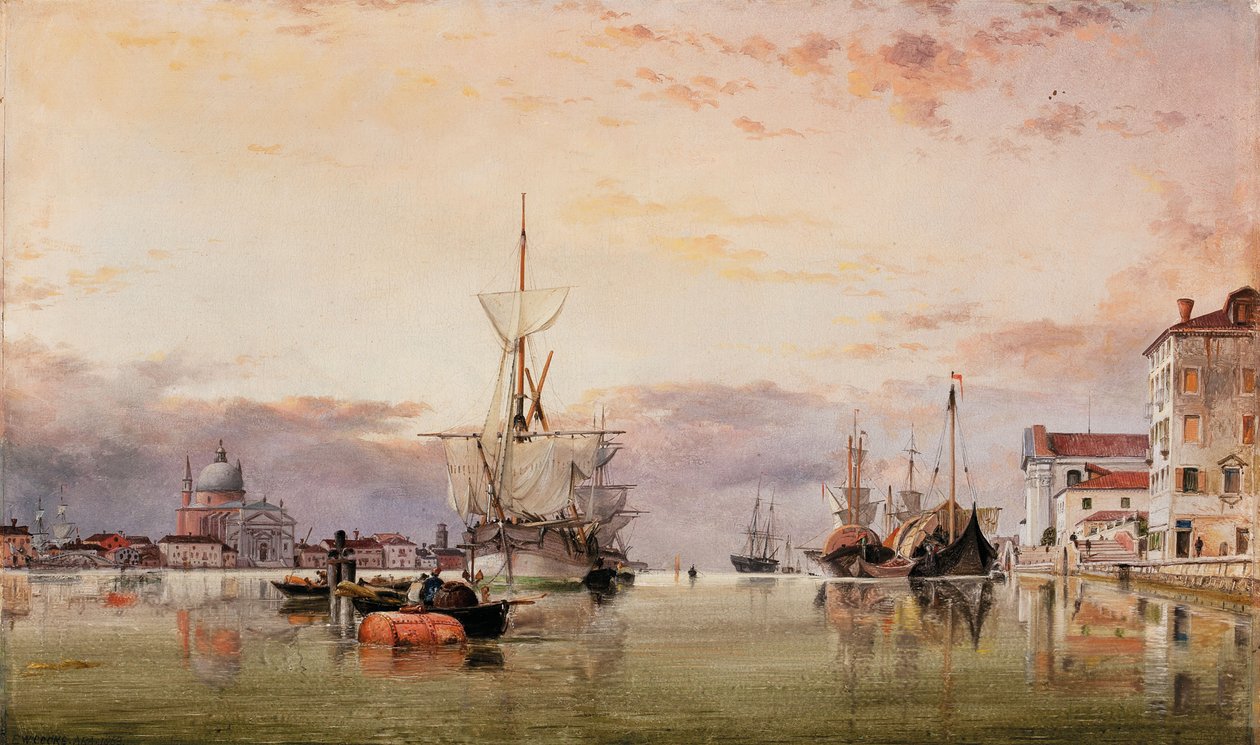 Canale della Giudecca z Redentore Beyond, 1863 autorstwa Edward William Cooke