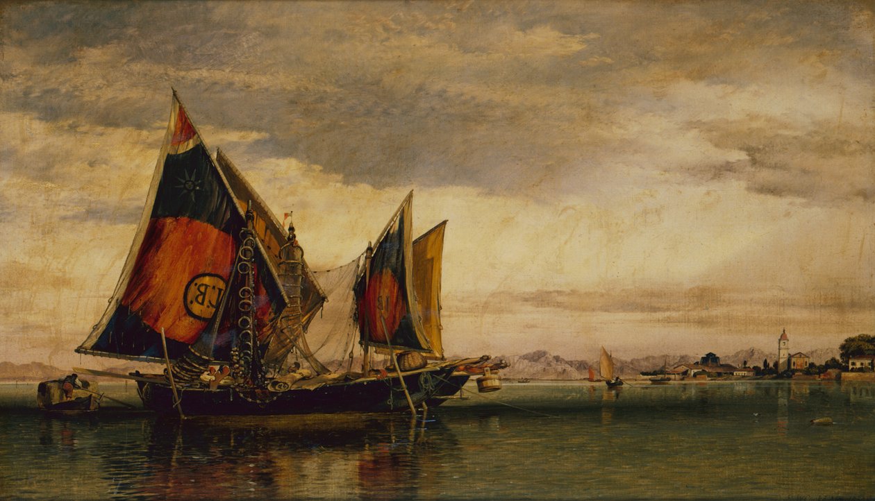 Laguna Wenecka z łodziami rybackimi autorstwa Edward William Cooke