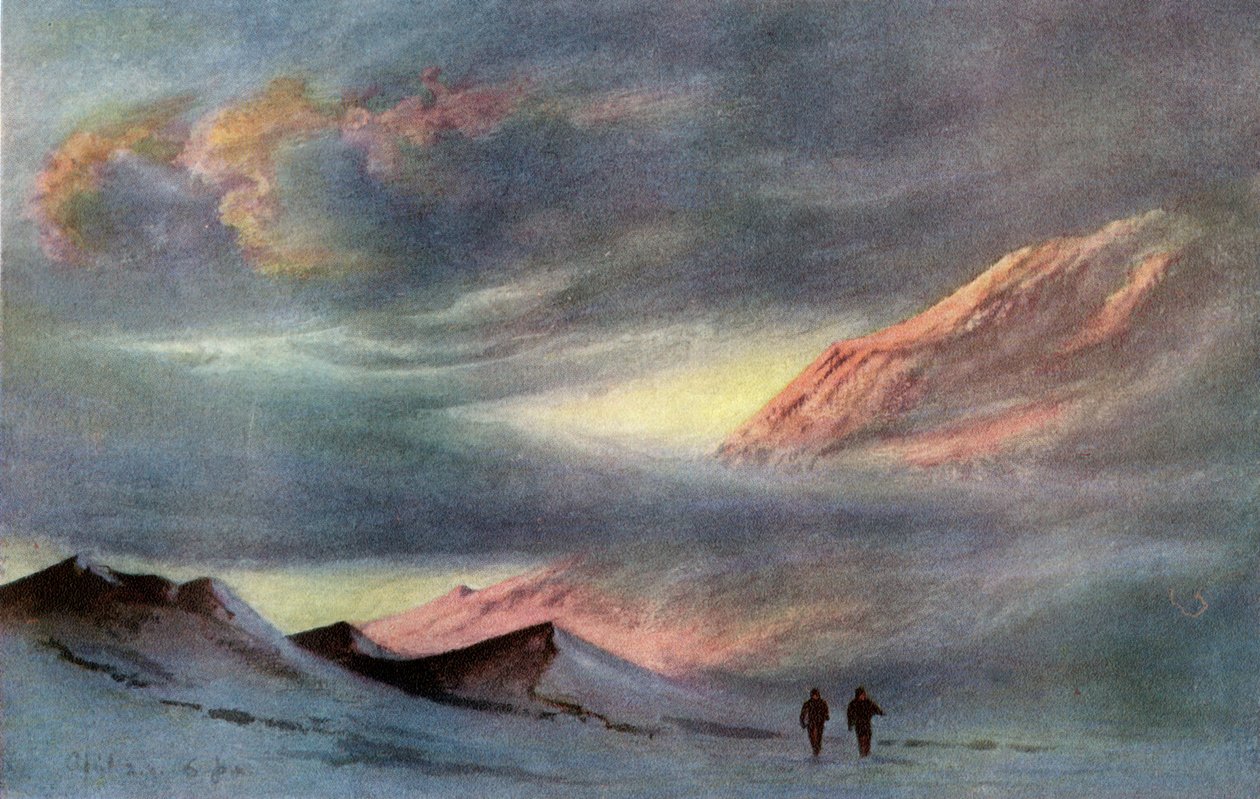 Zachód słońca z Hut Point, 2 kwietnia 1911, 1913 autorstwa Charles Edward Wilson