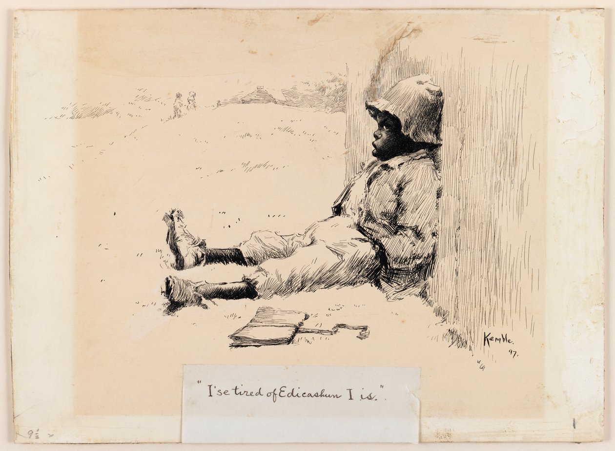 Ise Tired of Edicashun I Is, 1897 (pióro i atrament na tekturze) autorstwa Edward Windsor Kemble