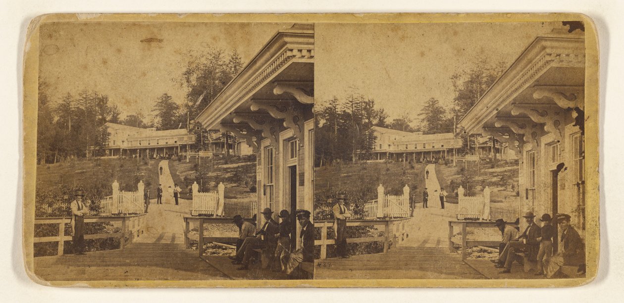 Cresson Mountain House. Położony na jednym z najwyższych szczytów Alleghenies...[Pennsylvania Central R.R.]. autorstwa Edward and Henry T. Anthony and Co.