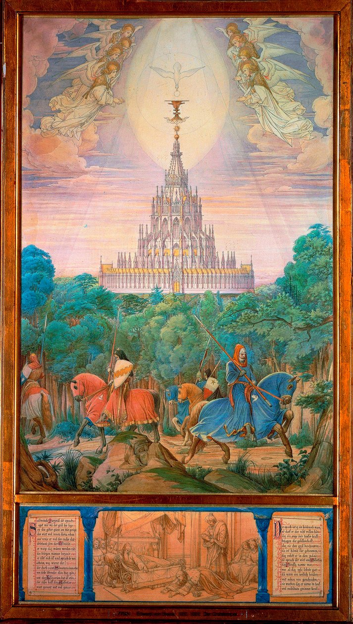 Świątynia Świętego Graala (akwarela) autorstwa Edward von Steinle