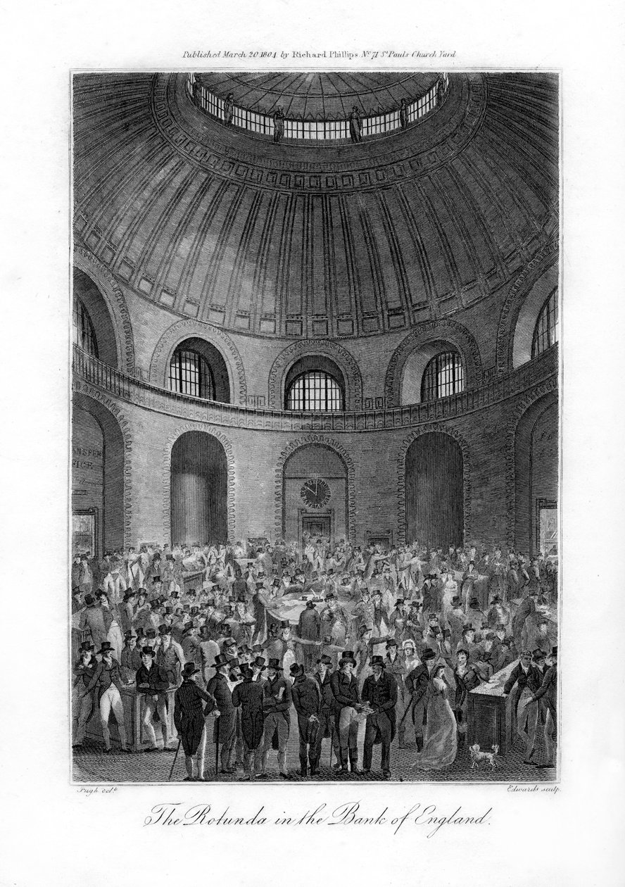 Rotunda w Banku Anglii, Londyn, 1804 r. autorstwa Edwards