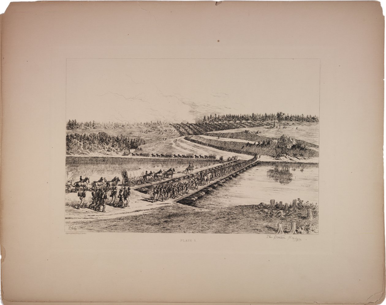 Mosty pontonowe, 1876 autorstwa Edwin Austin Forbes