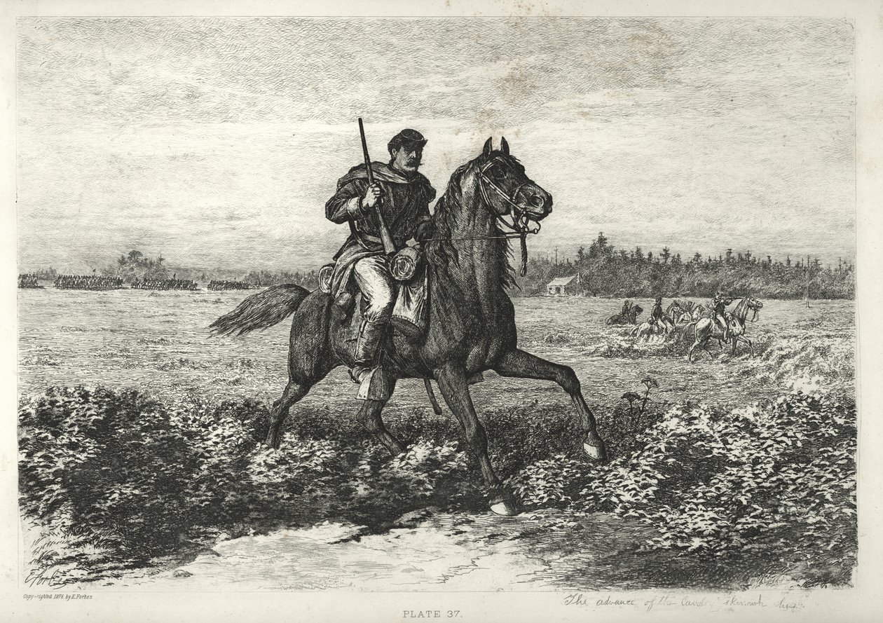 Natarcie konnej potyczki autorstwa Edwin Austin Forbes