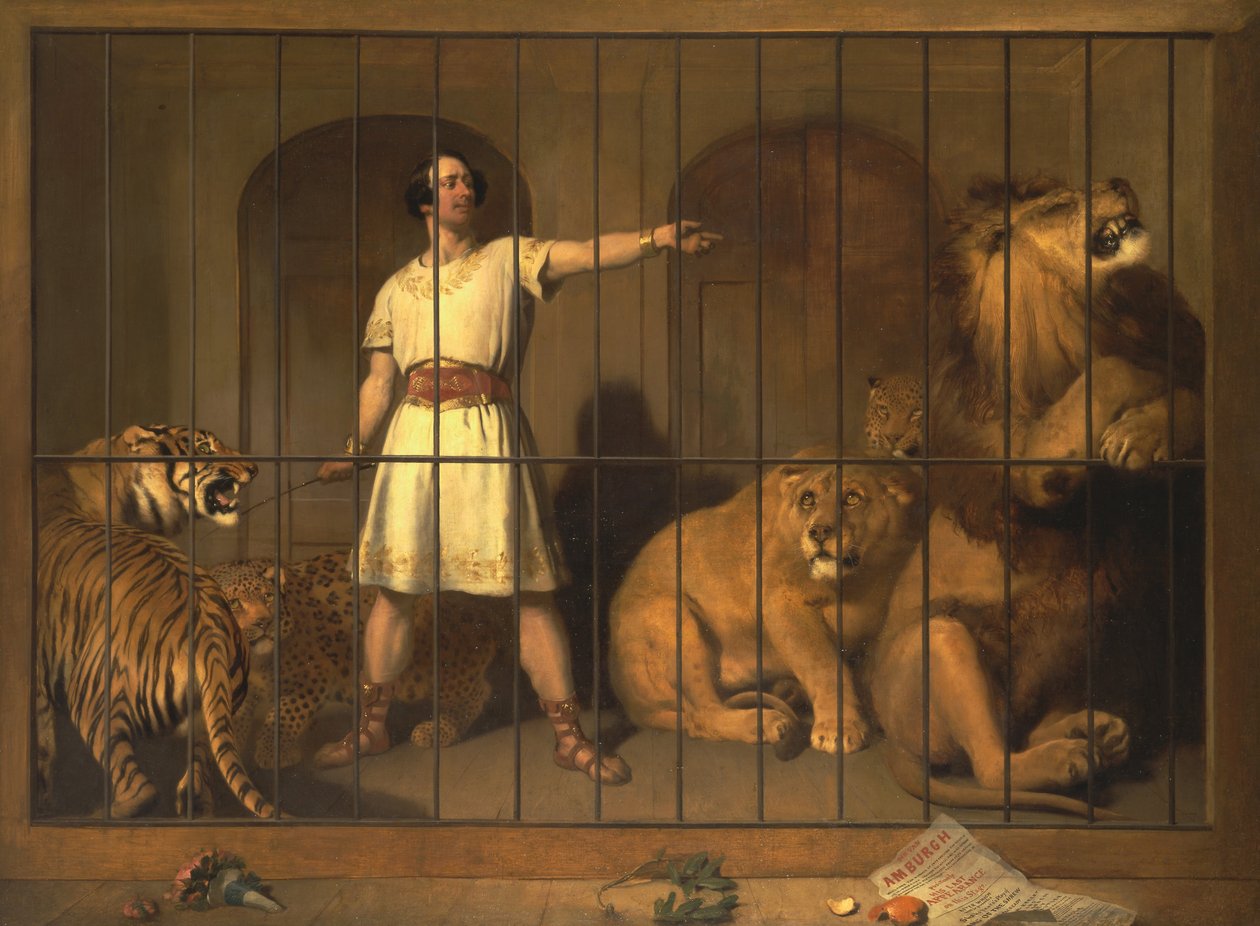 Portret pana Van Amburgha, gdy pojawił się ze swoimi zwierzętami w londyńskich teatrach autorstwa Edwin Landseer