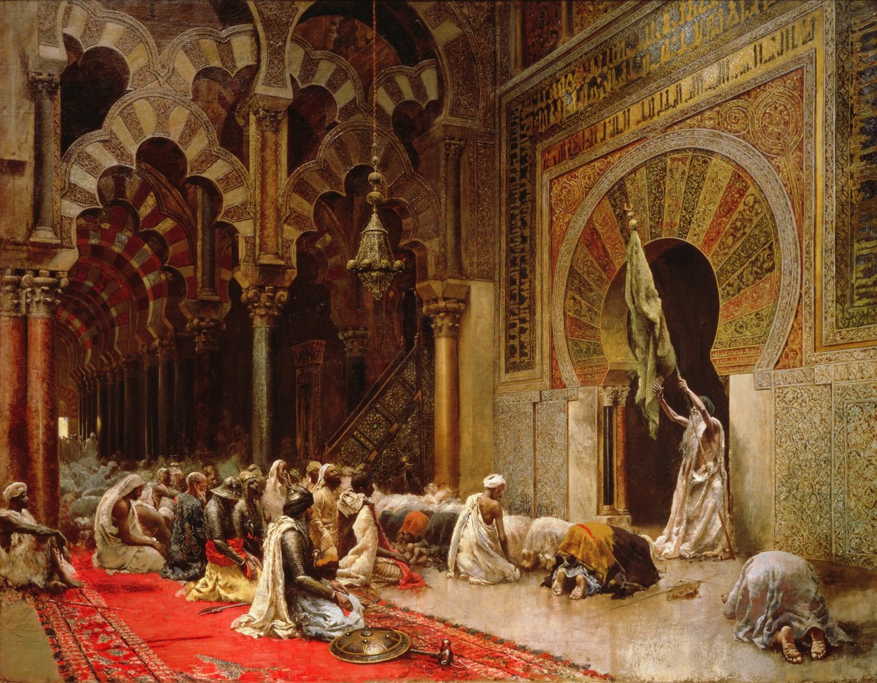 Wnętrze meczetu w Kordobie, ok.1880 autorstwa Edwin Lord Weeks