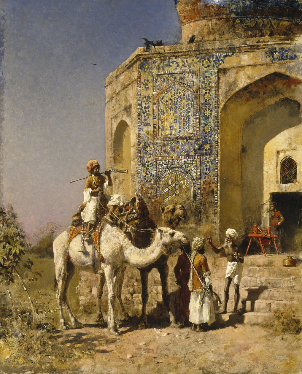 Stary meczet z niebieskimi kafelkami poza Delhi, Indie autorstwa Edwin Lord Weeks