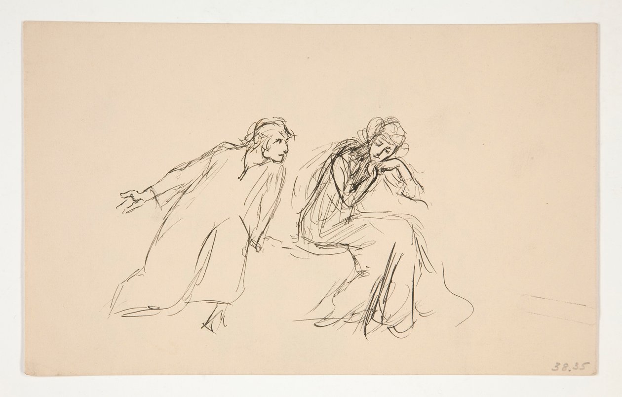 Angelo i Isabella (studium na .1104) - Akt II, Scena IV, Miarka za miarkę autorstwa Edwin Austin Abbey