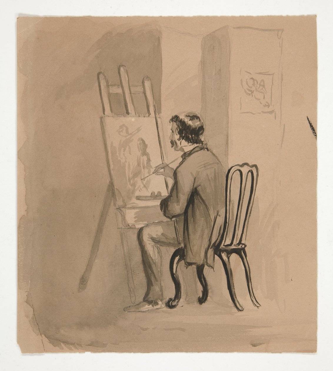 Artysta siedzący przy sztalugach autorstwa Edwin Austin Abbey